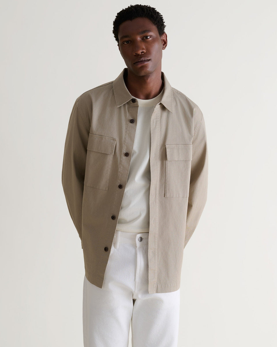 Men's Heavy-Weight Cotton Overshirt - Stone