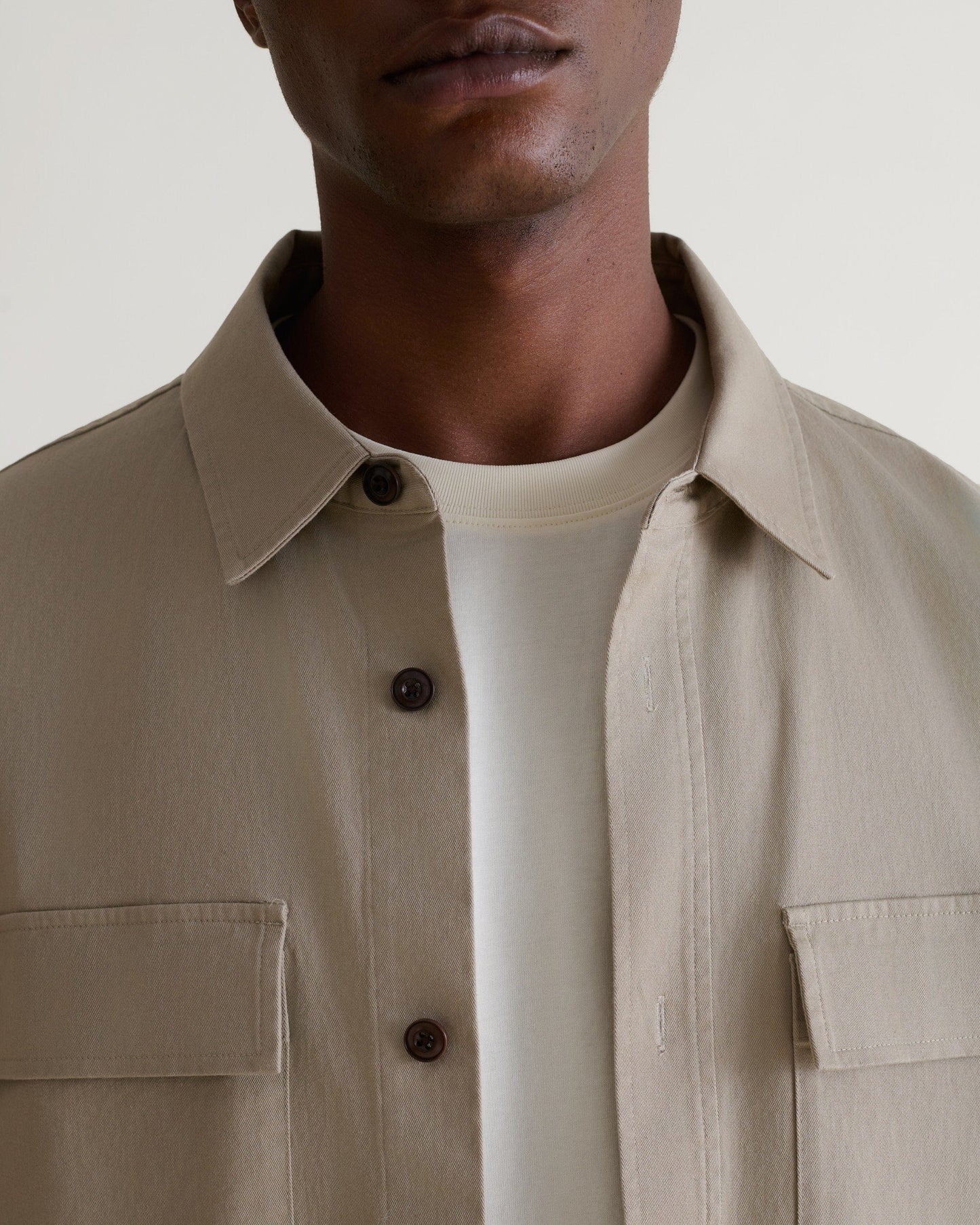 Men's Heavy-Weight Cotton Overshirt - Stone
