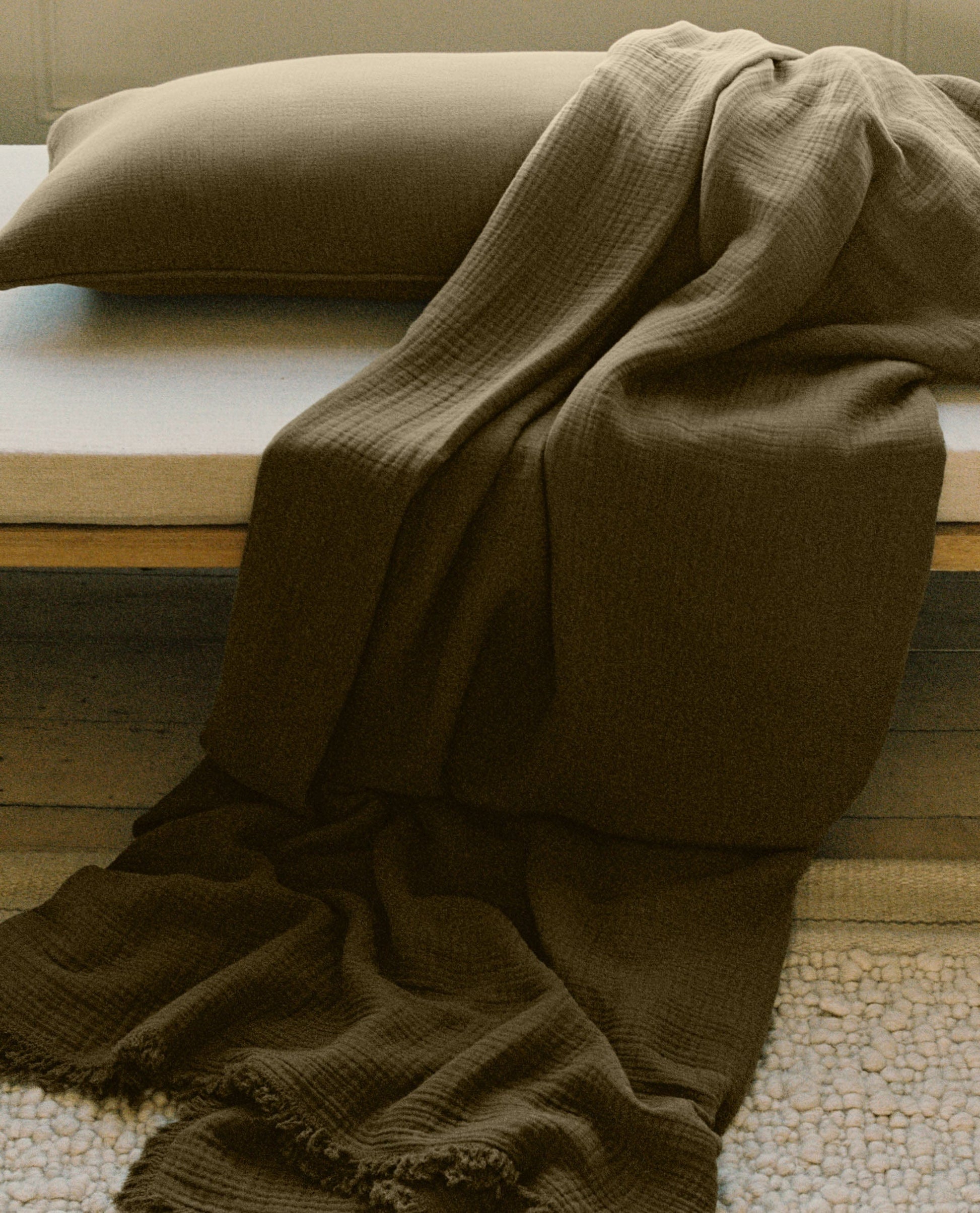 House of Grey Organic Cotton Muslin Throw - Seaweed