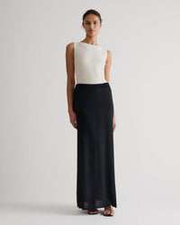 Women's Paper Yarn Knit Skirt - Black