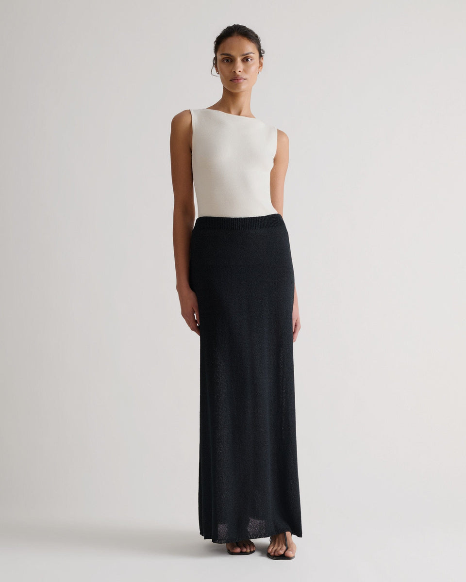 Women's Paper Yarn Knit Skirt - Black