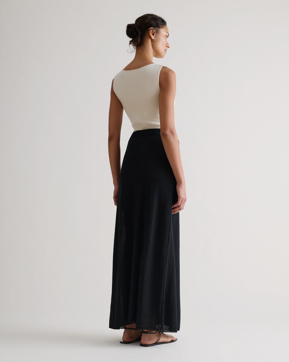 Women's Paper Yarn Knit Skirt - Black