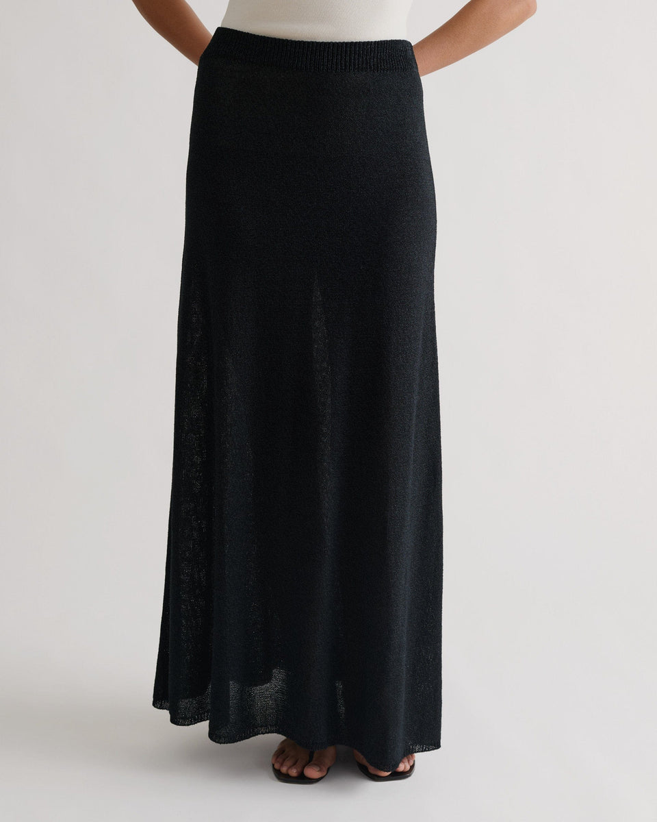 Women's Paper Yarn Knit Skirt - Black