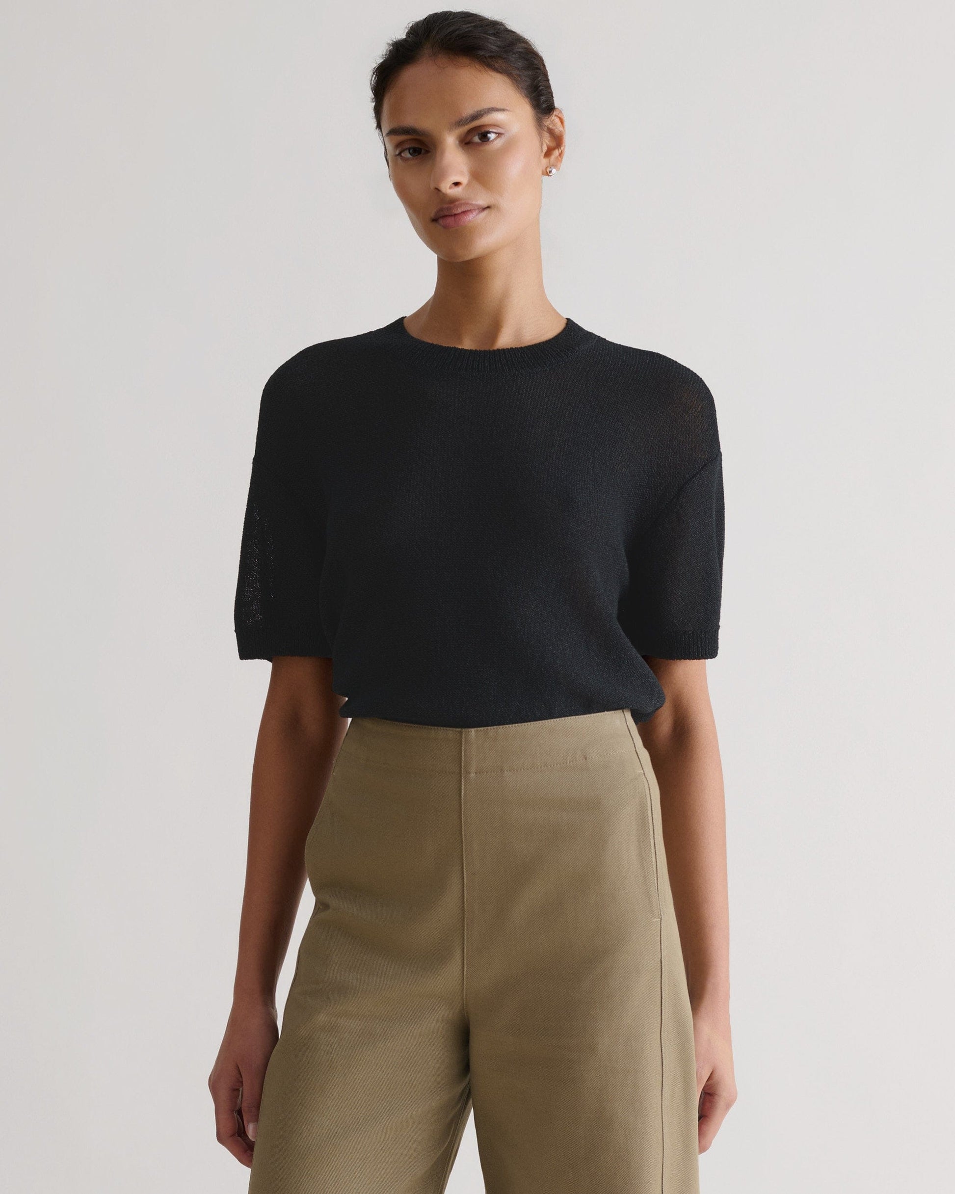 Women's Japanese Paper Yarn T-shirt - Black