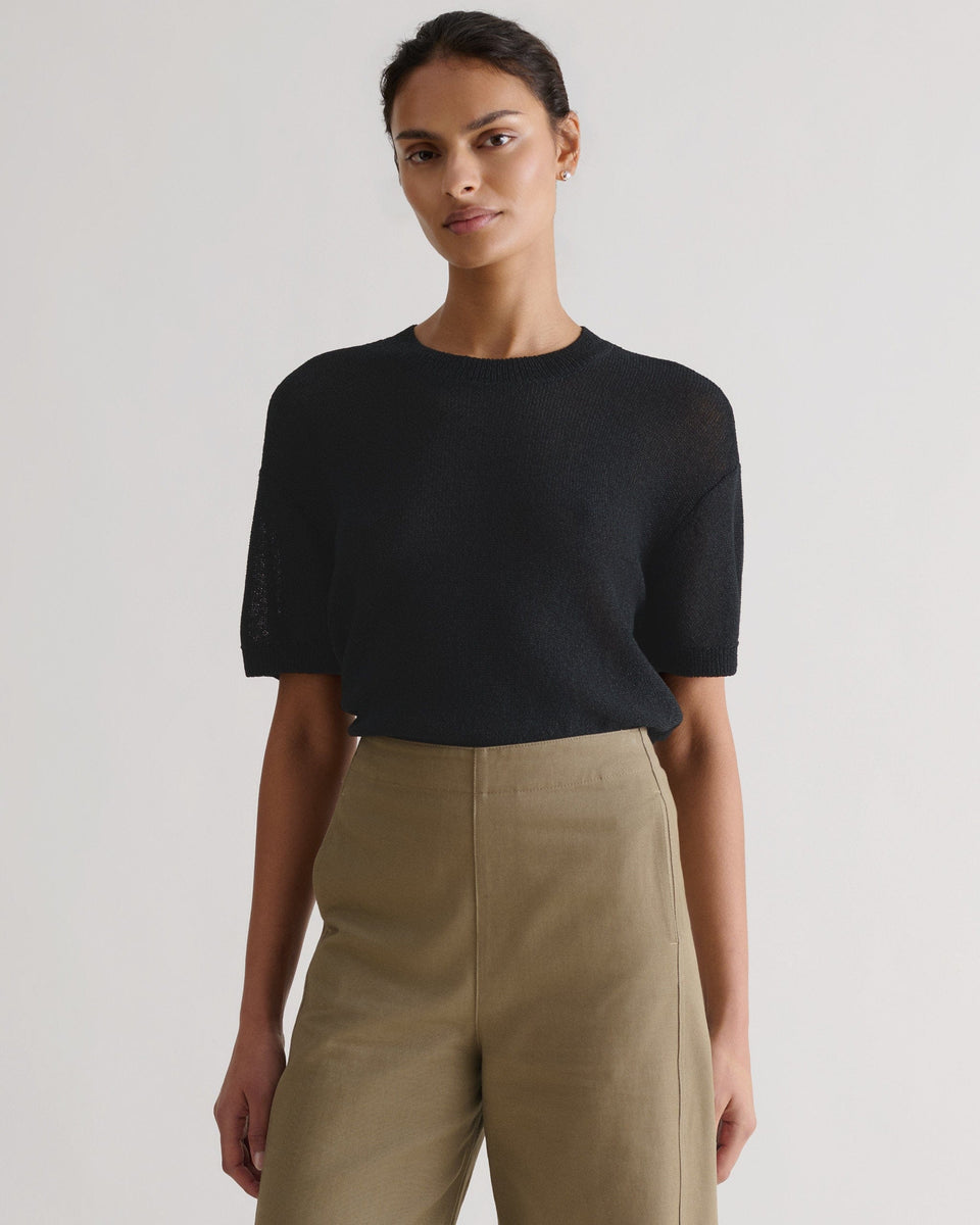 Women's Japanese Paper Yarn T-shirt - Black