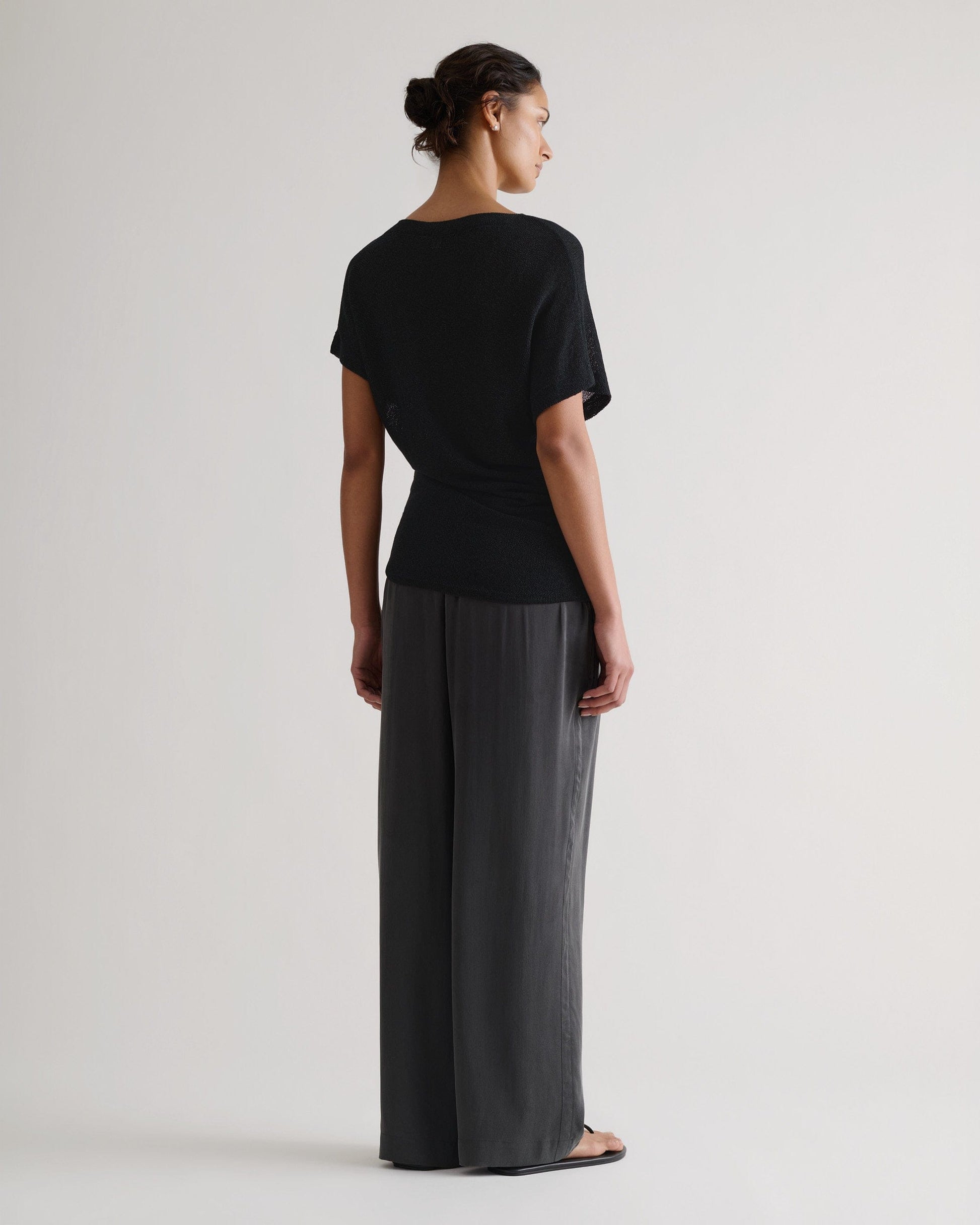 Women's Japanese Paper Yarn Twist Top - Black