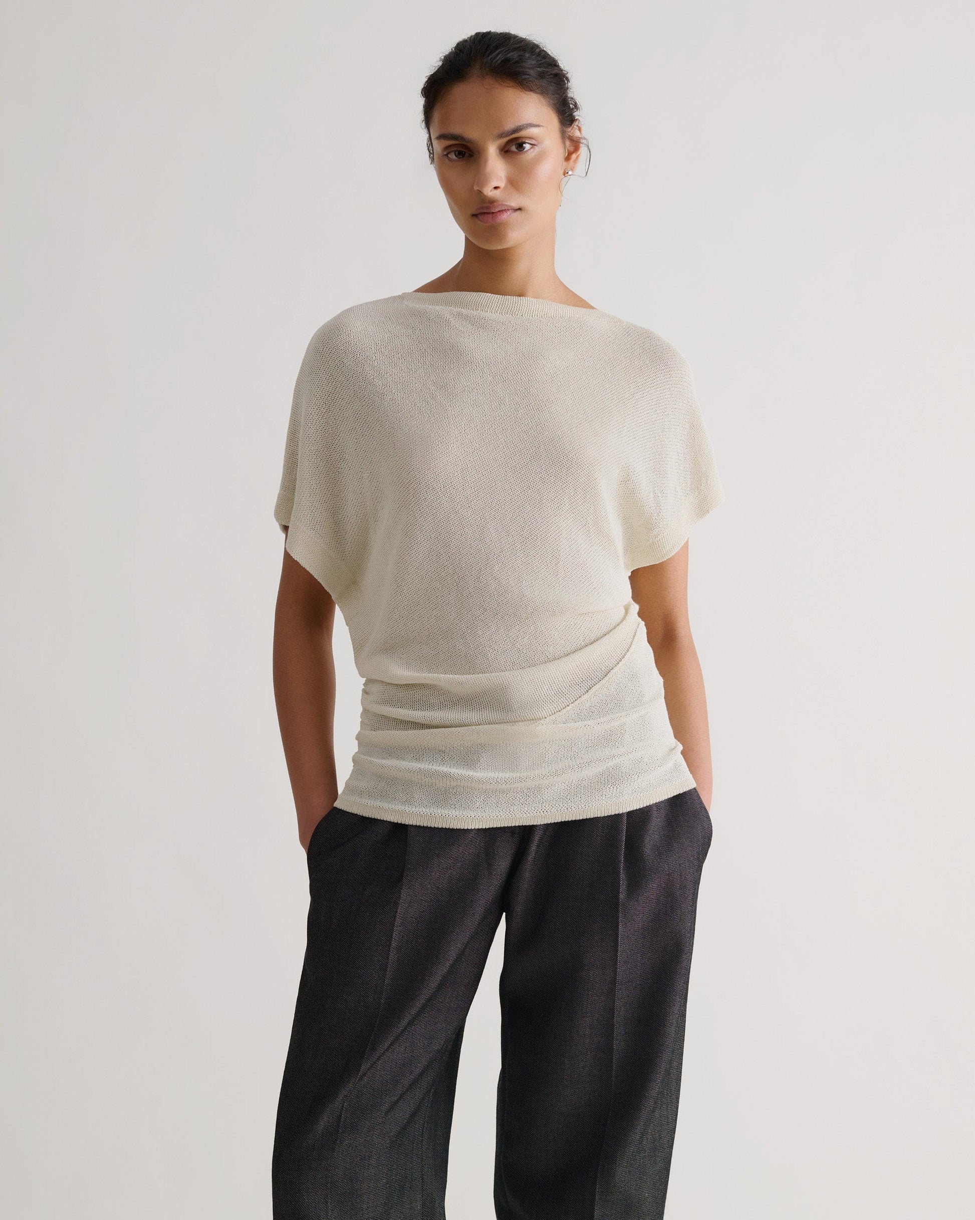 Women's Japanese Paper Yarn Twist Top - Parchment