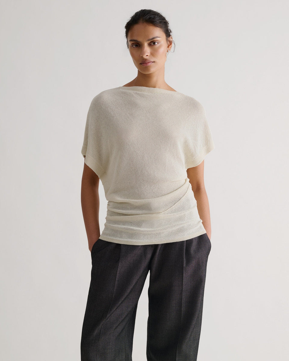 Women's Japanese Paper Yarn Twist Top - Parchment