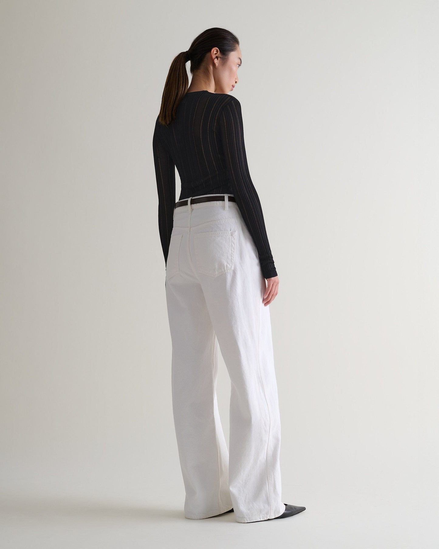 Women's Ladder Ribbed Henley Top - Black