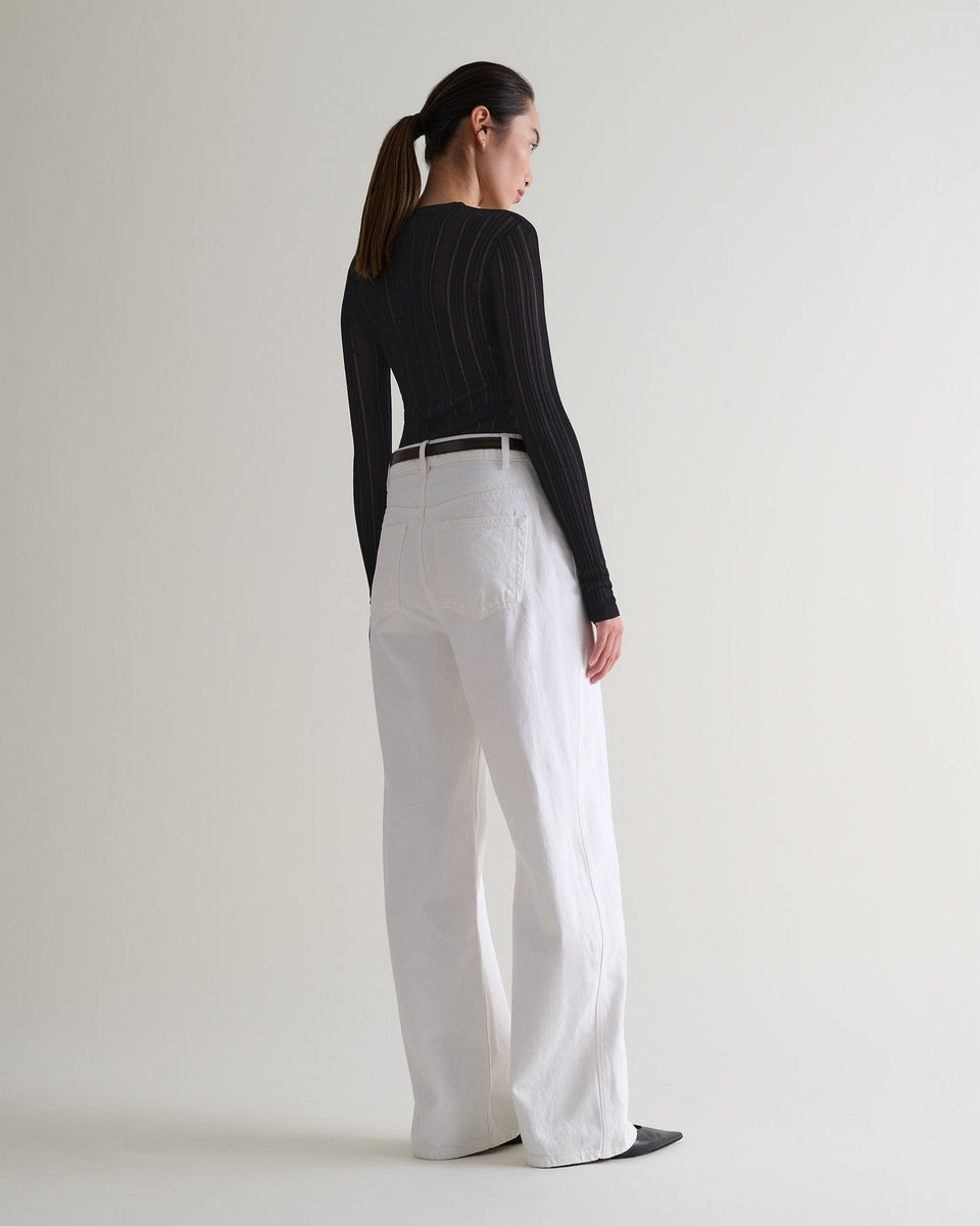 Women's Ladder Ribbed Henley Top - Black