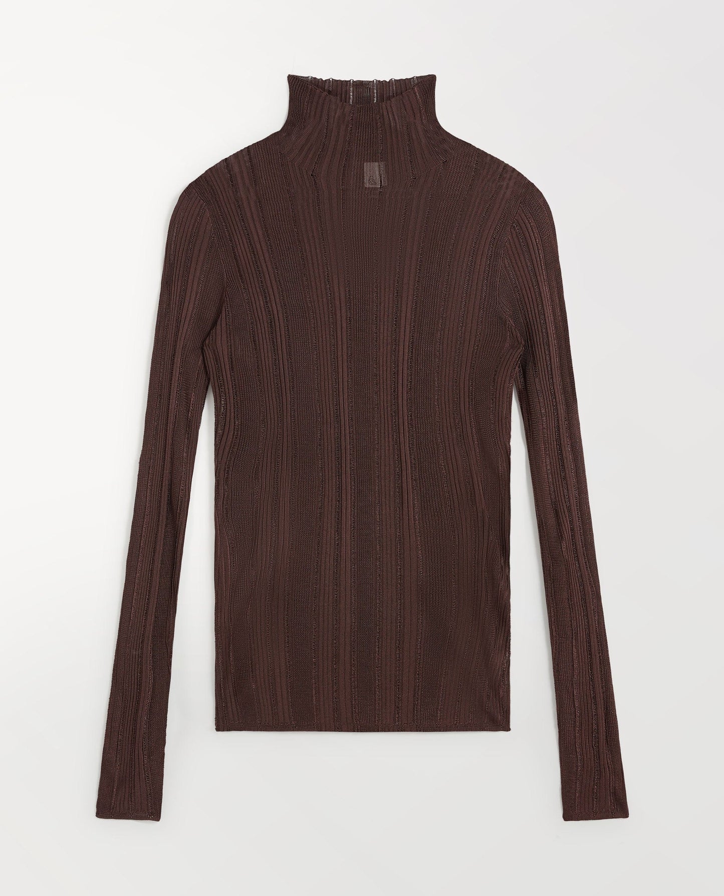 Women's Ladder Ribbed Roll Neck Top - Chocolate