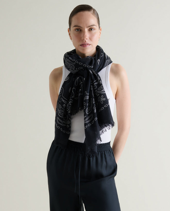 Lightweight Cashmere Scarf - Bandana & Ampersand Print | Rise & Fall