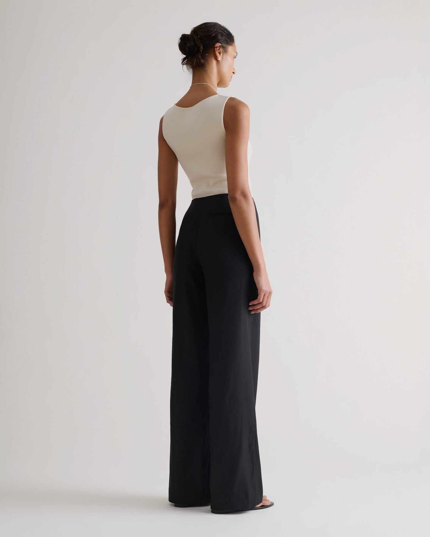 Women's Linen Wide Leg Trouser - Black