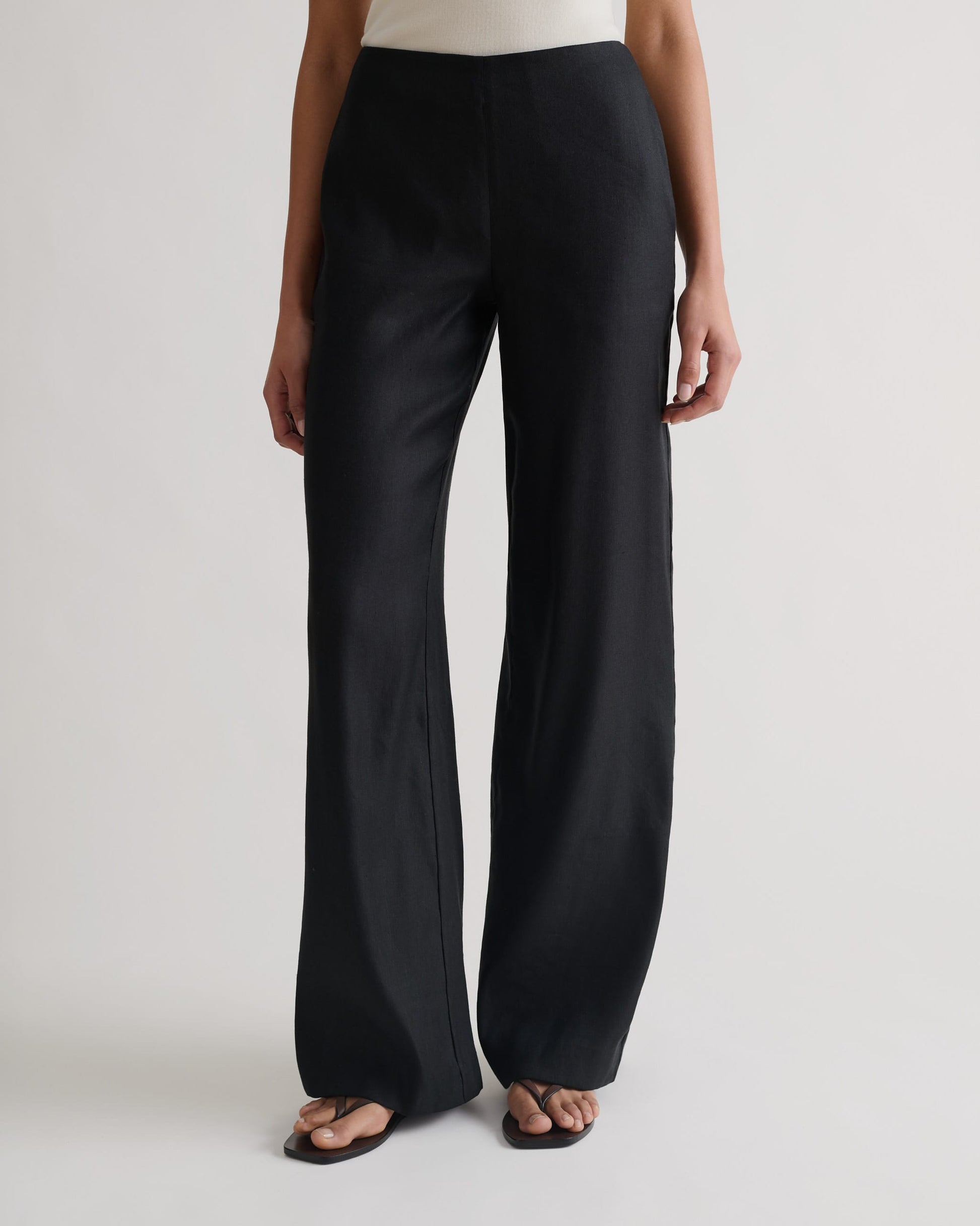 Women's Linen Wide Leg Trouser - Black
