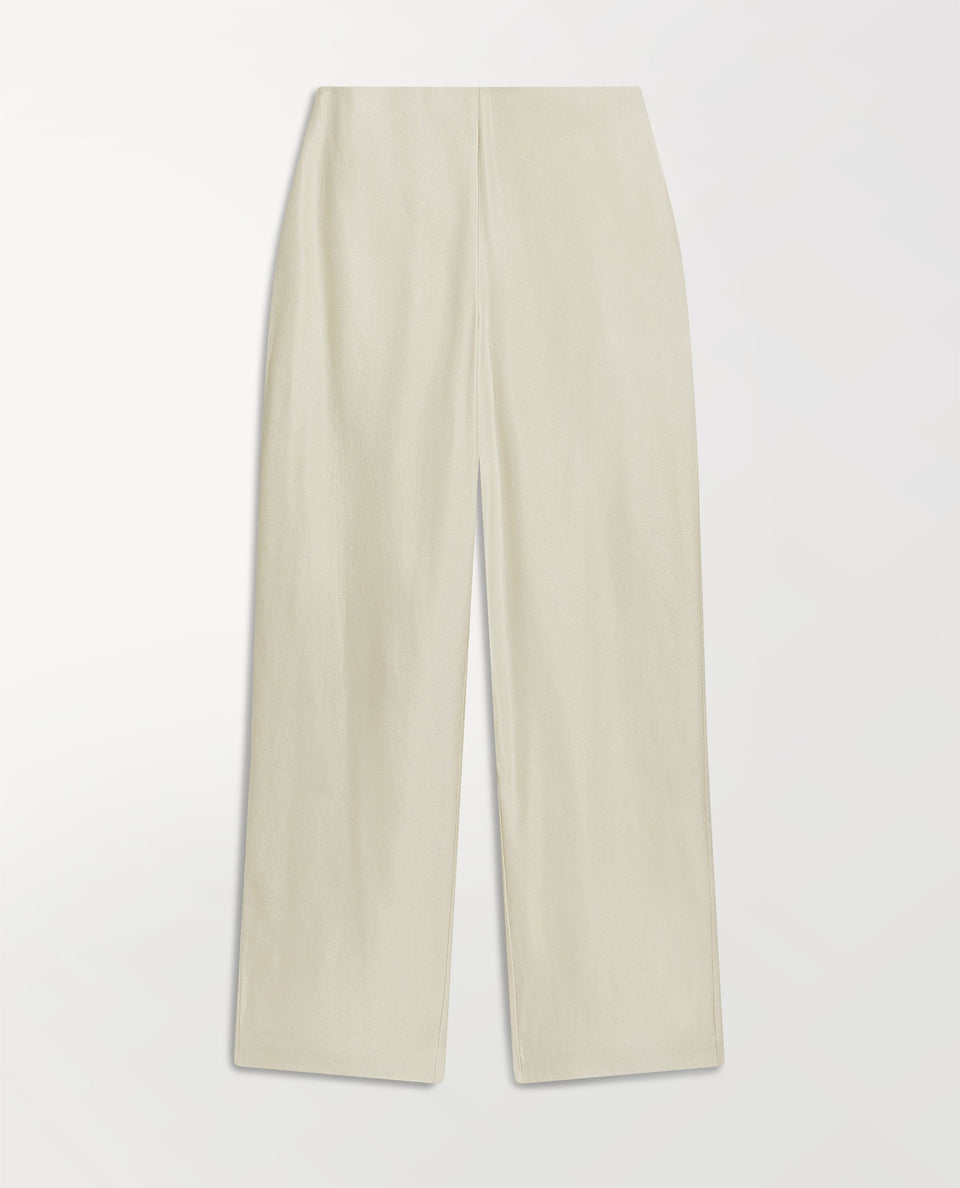 Women's Linen Wide Leg Trouser - Parchment