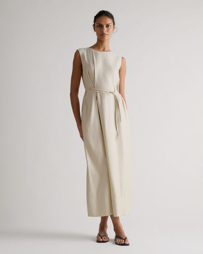 Women's Linen Side Tie Dress - Parchment