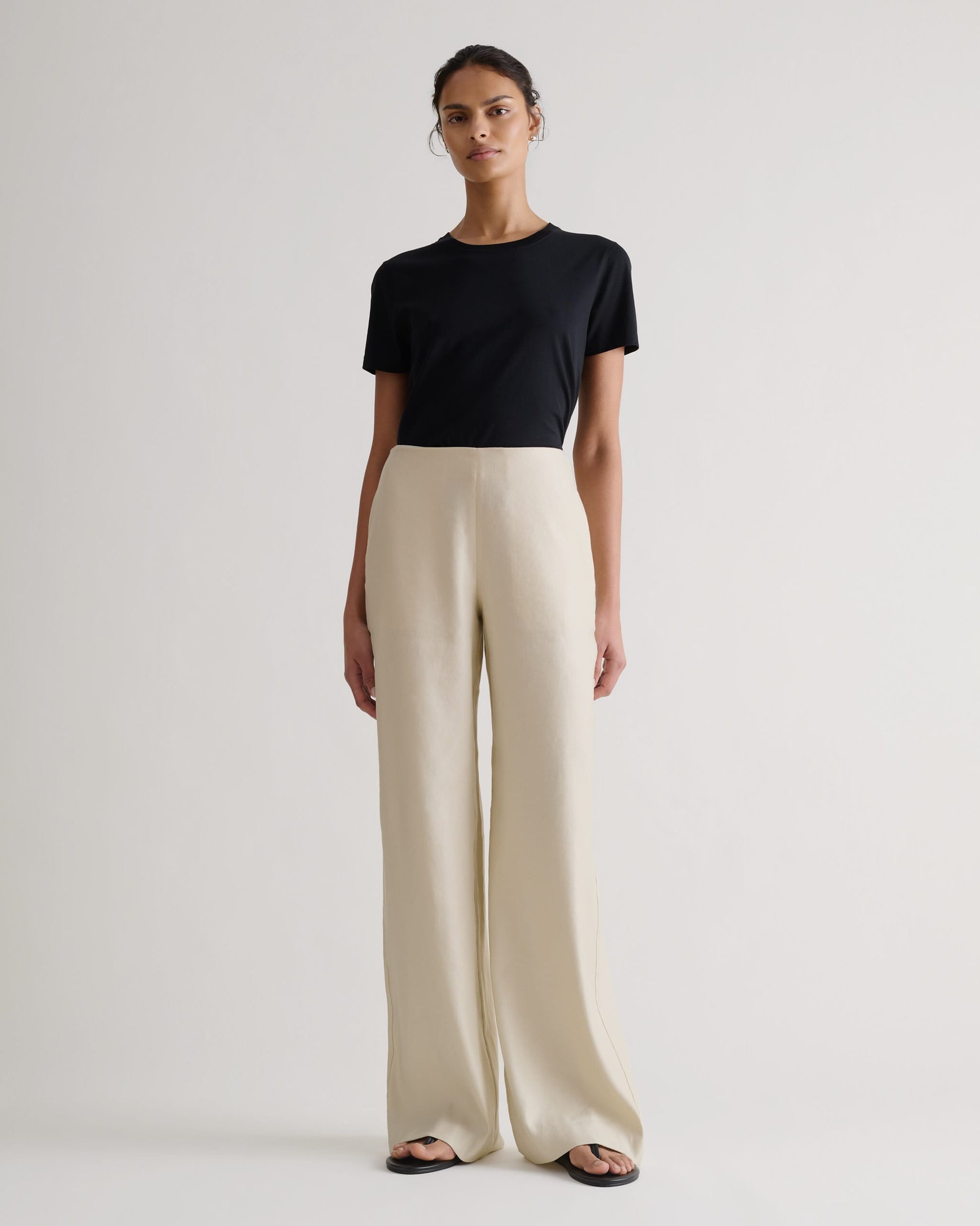 Women's Linen Wide Leg Trouser - Parchment