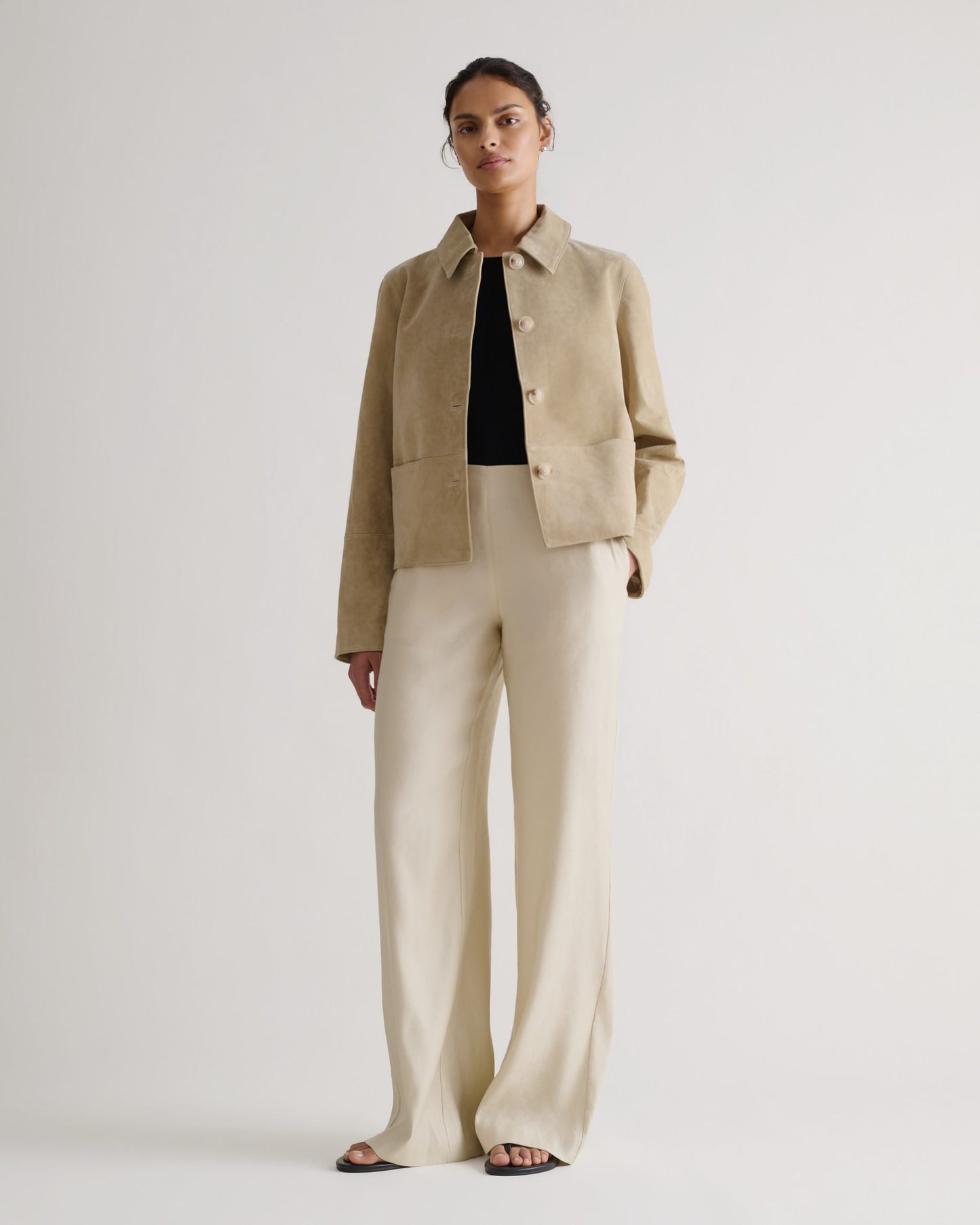 Women's Linen Wide Leg Trouser - Parchment