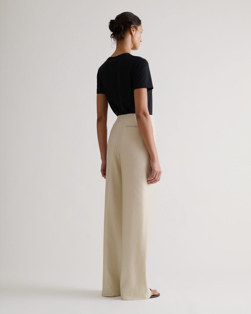 Women's Linen Wide Leg Trouser - Parchment