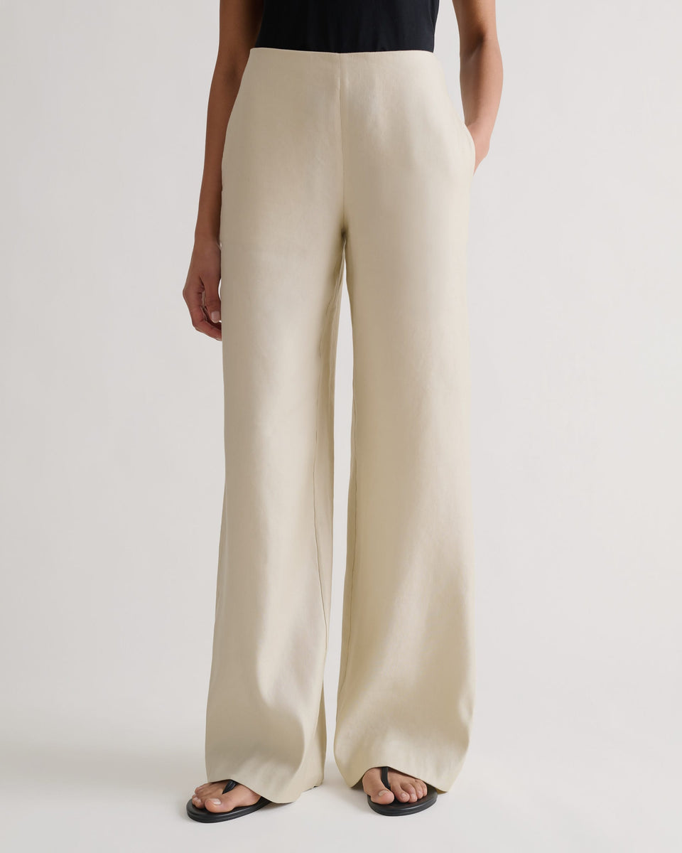 Women's Linen Wide Leg Trouser - Parchment