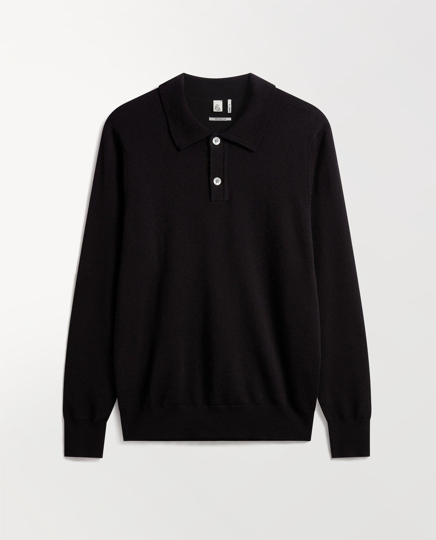 Men's Merino Knitted Polo Jumper - Black