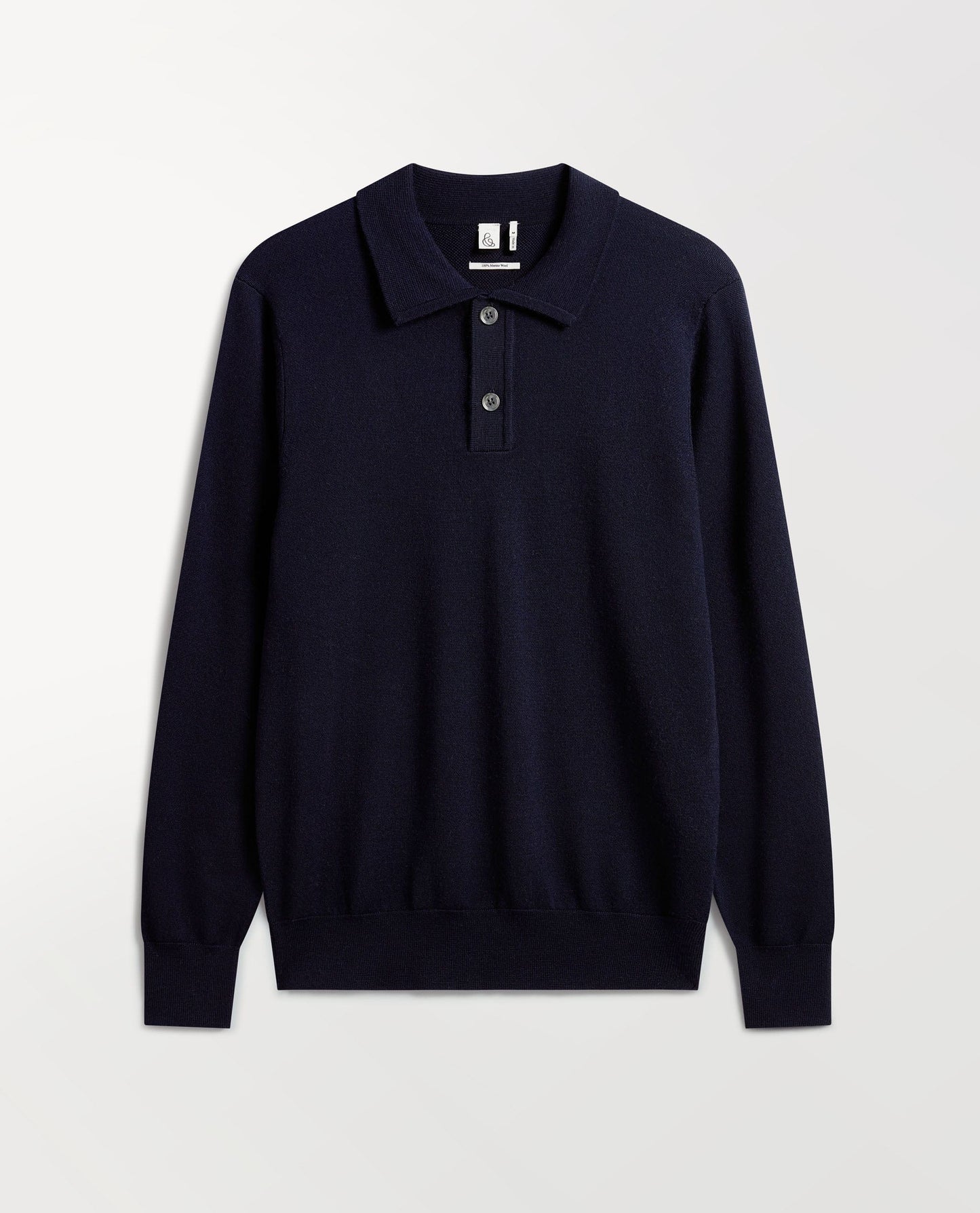 Men's Merino Knitted Polo Jumper - Indigo