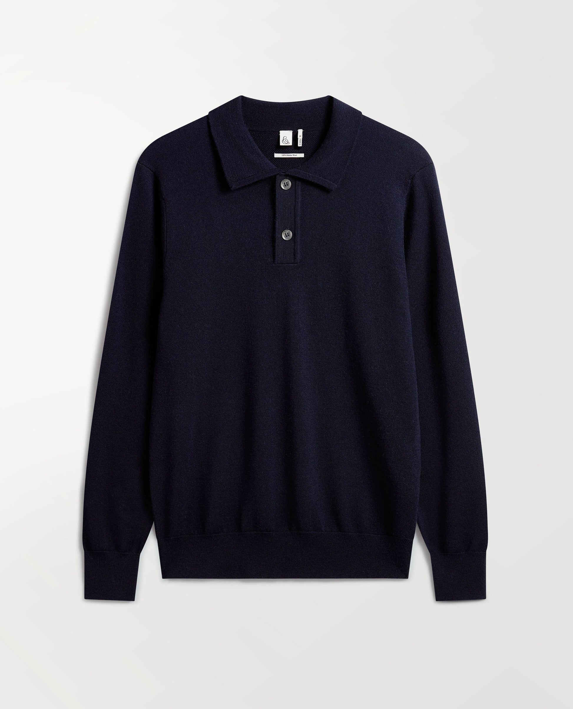 Men's Merino Knitted Polo Jumper - Indigo