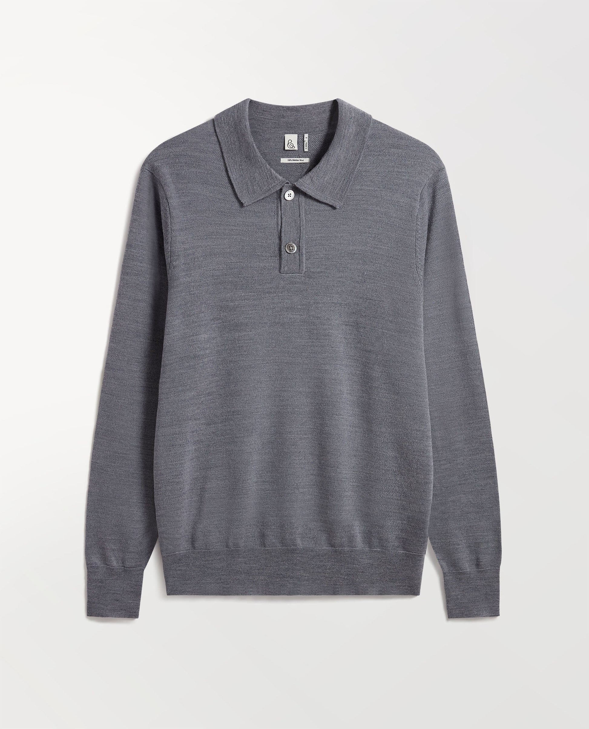 Men's Merino Knitted Polo Jumper - Grey