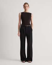 Women's Merino Wool Straight Neck Vest - Umber