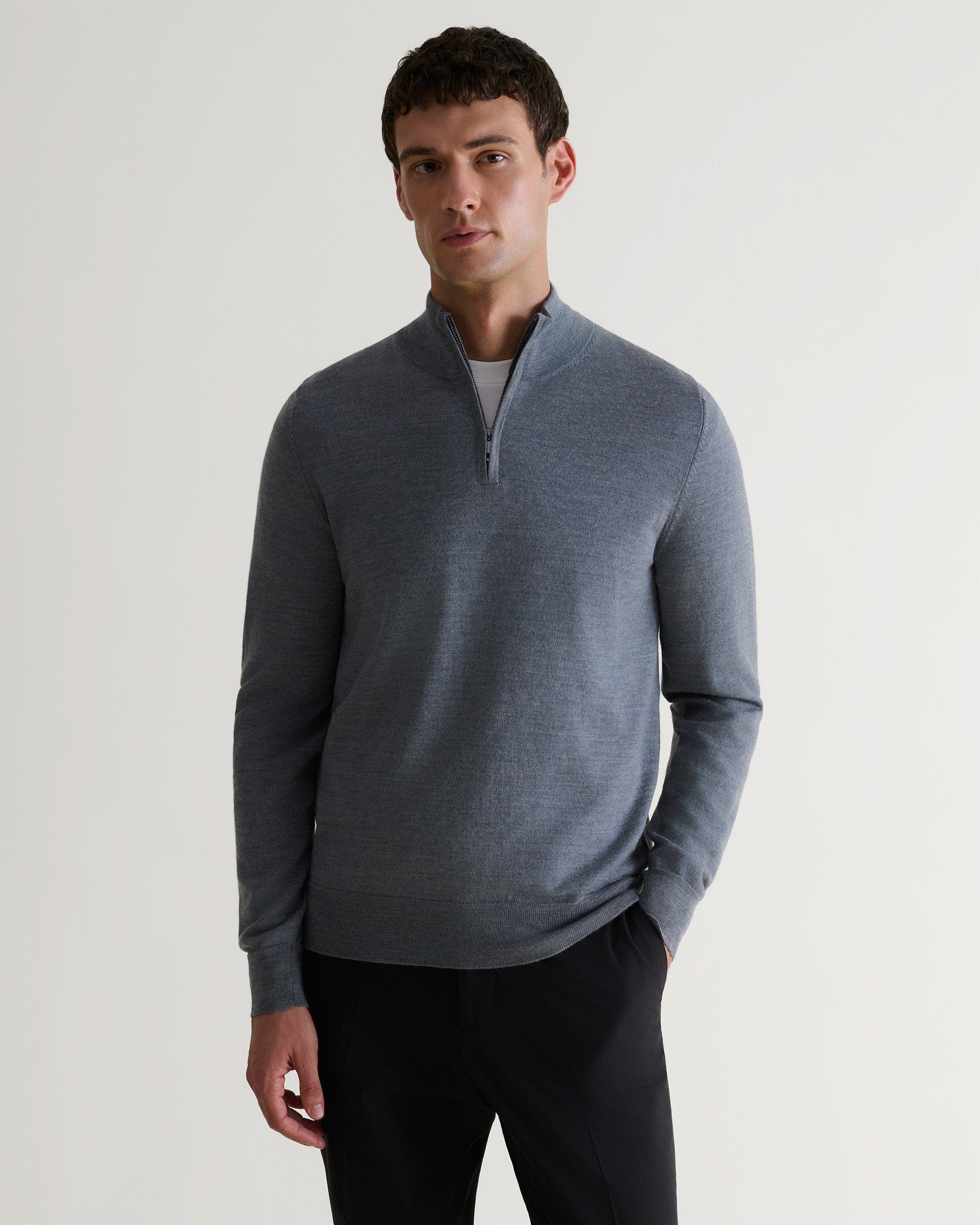 Men's Merino 1/4 Zip Jumper - Grey