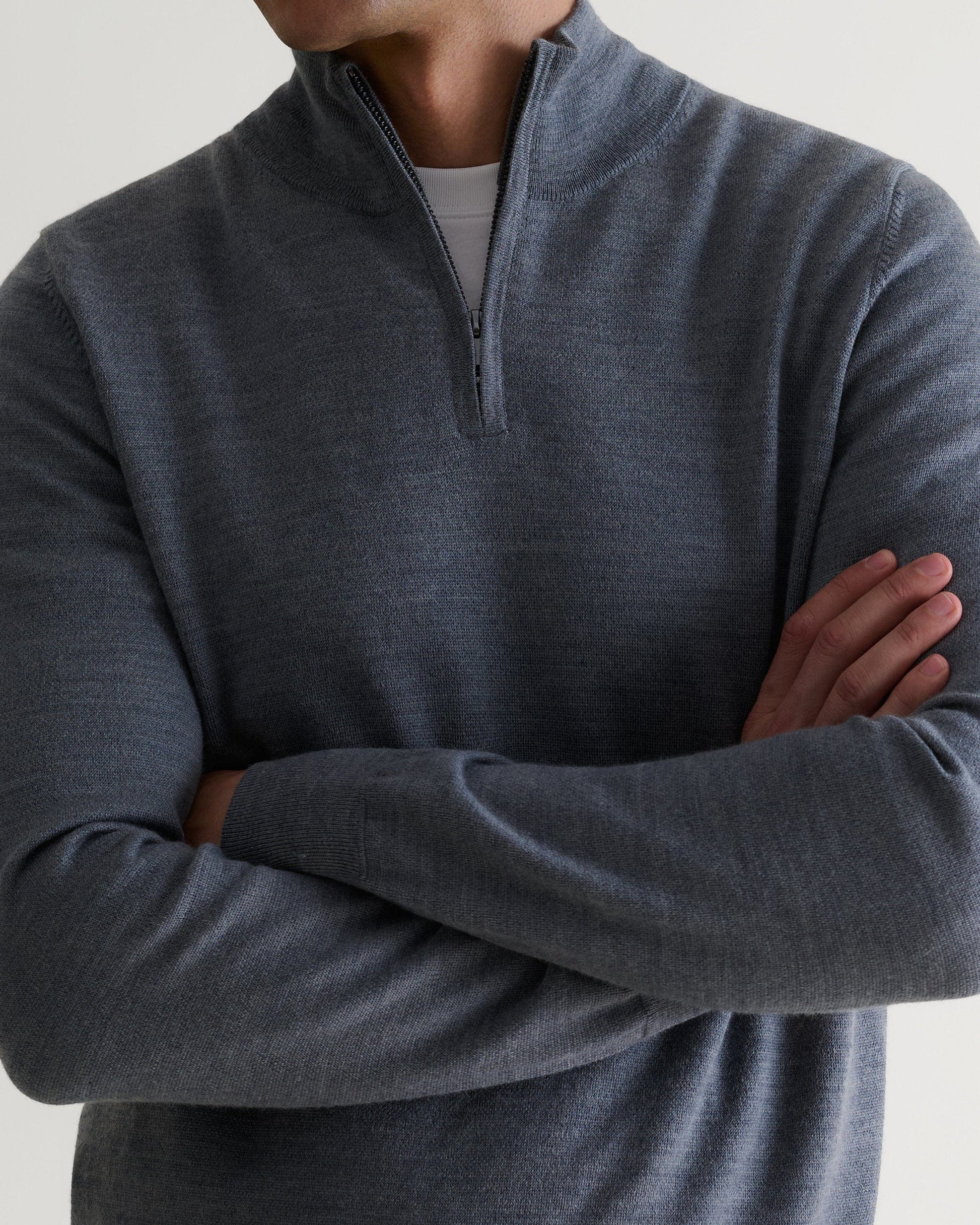 Men's Merino 1/4 Zip Jumper - Grey