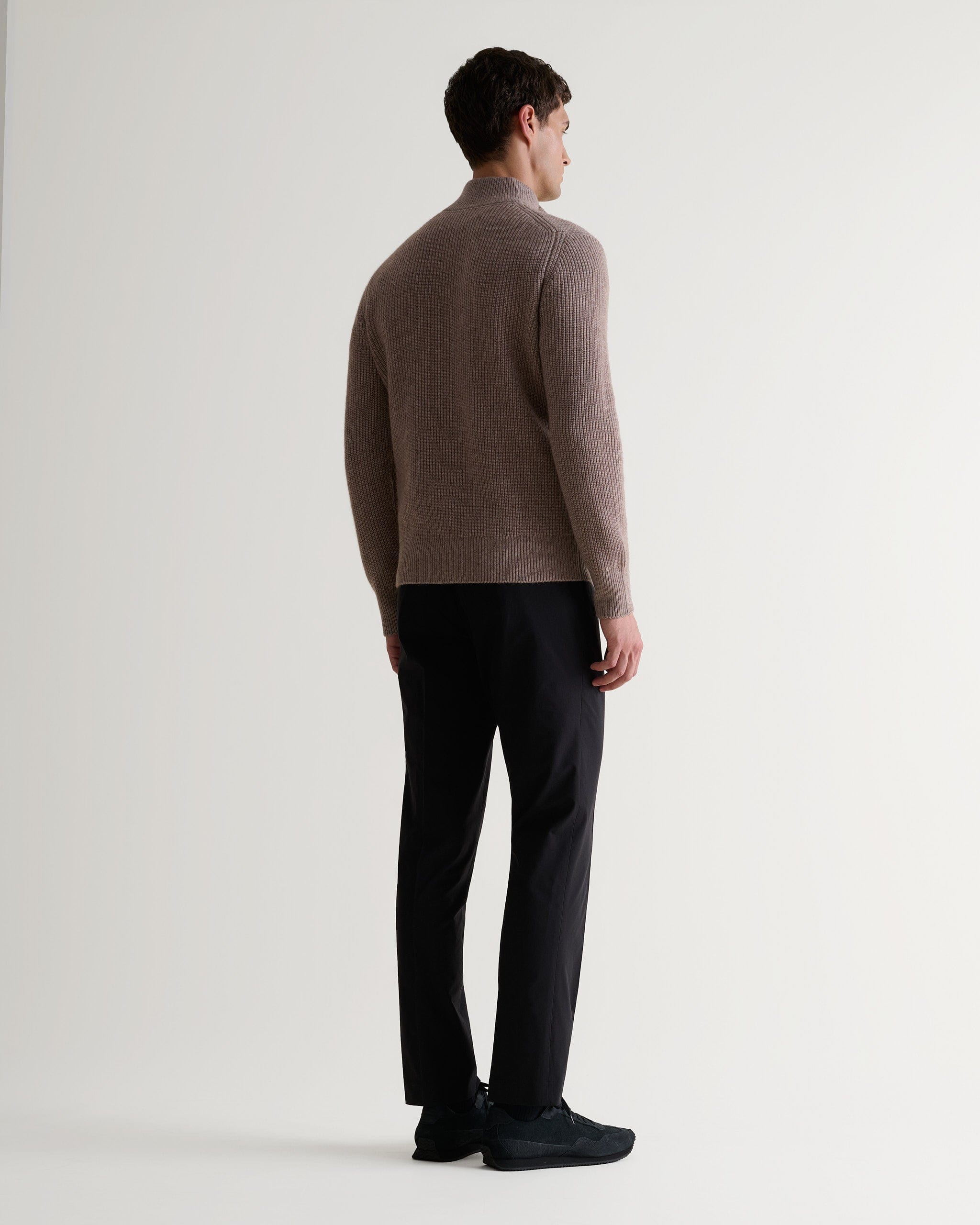 Toast Cashmere Merino Fishermans Rib 1/4 Zip Jumper Rise Fall