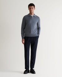Men's Merino Knitted Polo Jumper - Grey