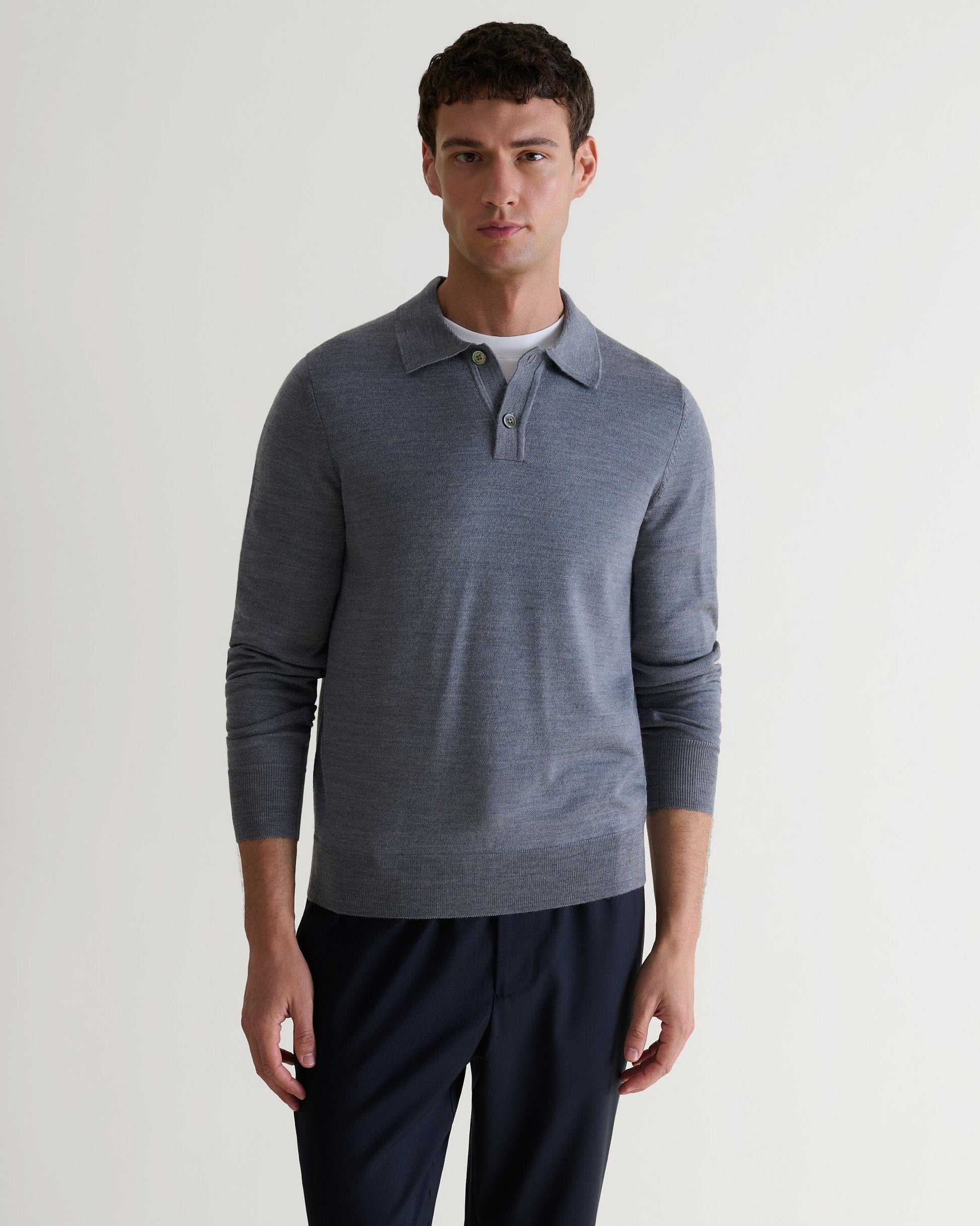 Men's Merino Knitted Polo Jumper – Rise Fall - Main Image