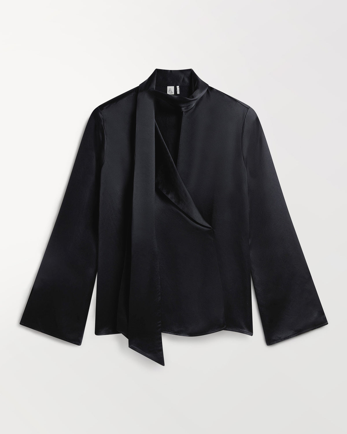 Women's NAIA™ Liquid Satin Scarf Blouse - Black