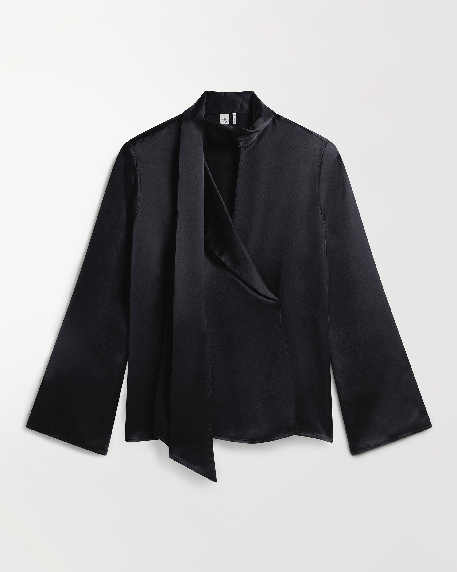 Women's NAIA™ Liquid Satin Scarf Blouse - Black