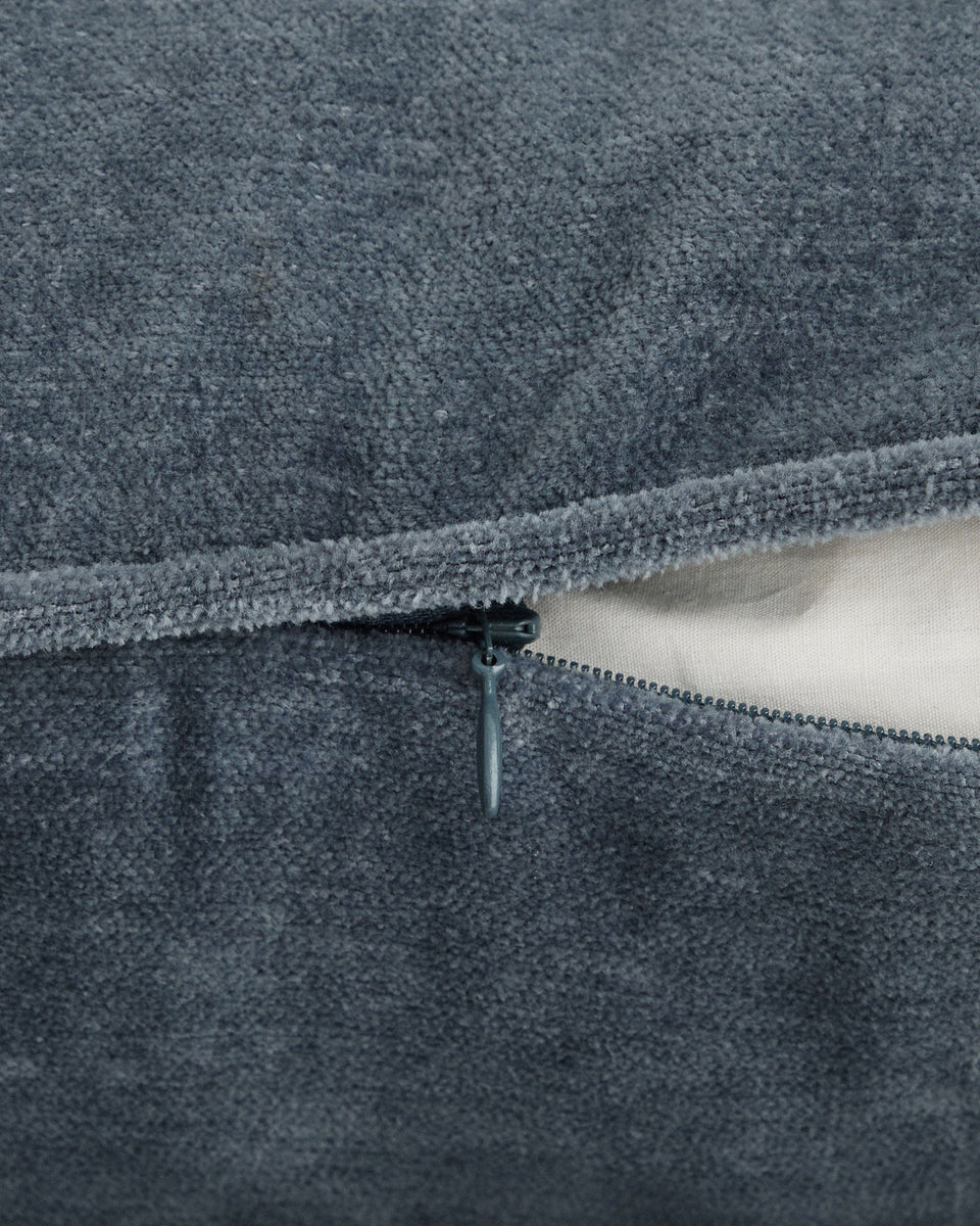 Velvet Lumbar Cushion Cover - Mineral Blue