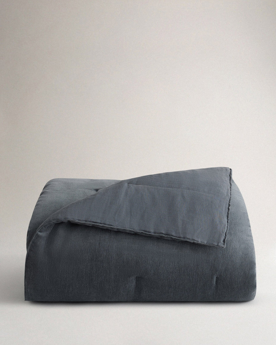 Organic Cotton Velvet Quilt - Mineral Blue