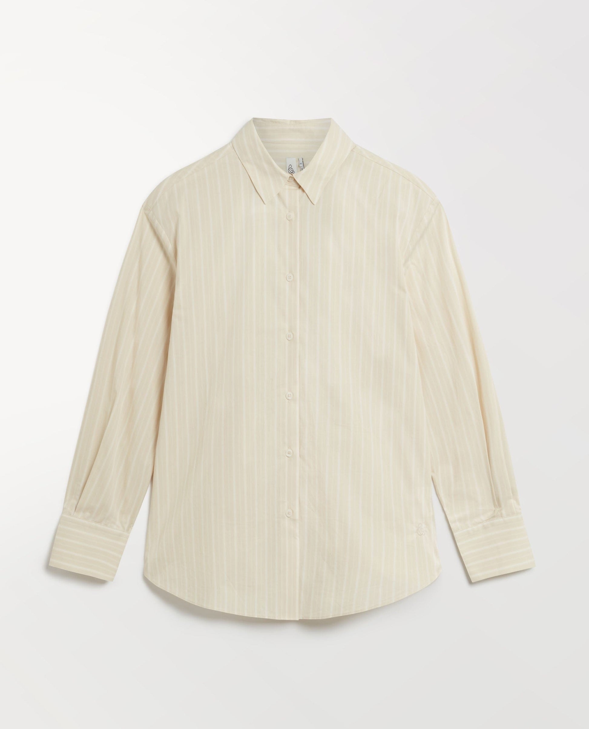 Organic Cotton Oversized Poplin Shirt - Putty Stripe