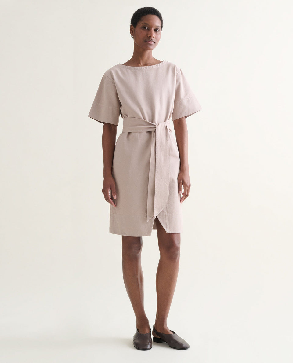 Women's Organic Denim Belted Dress - Ash