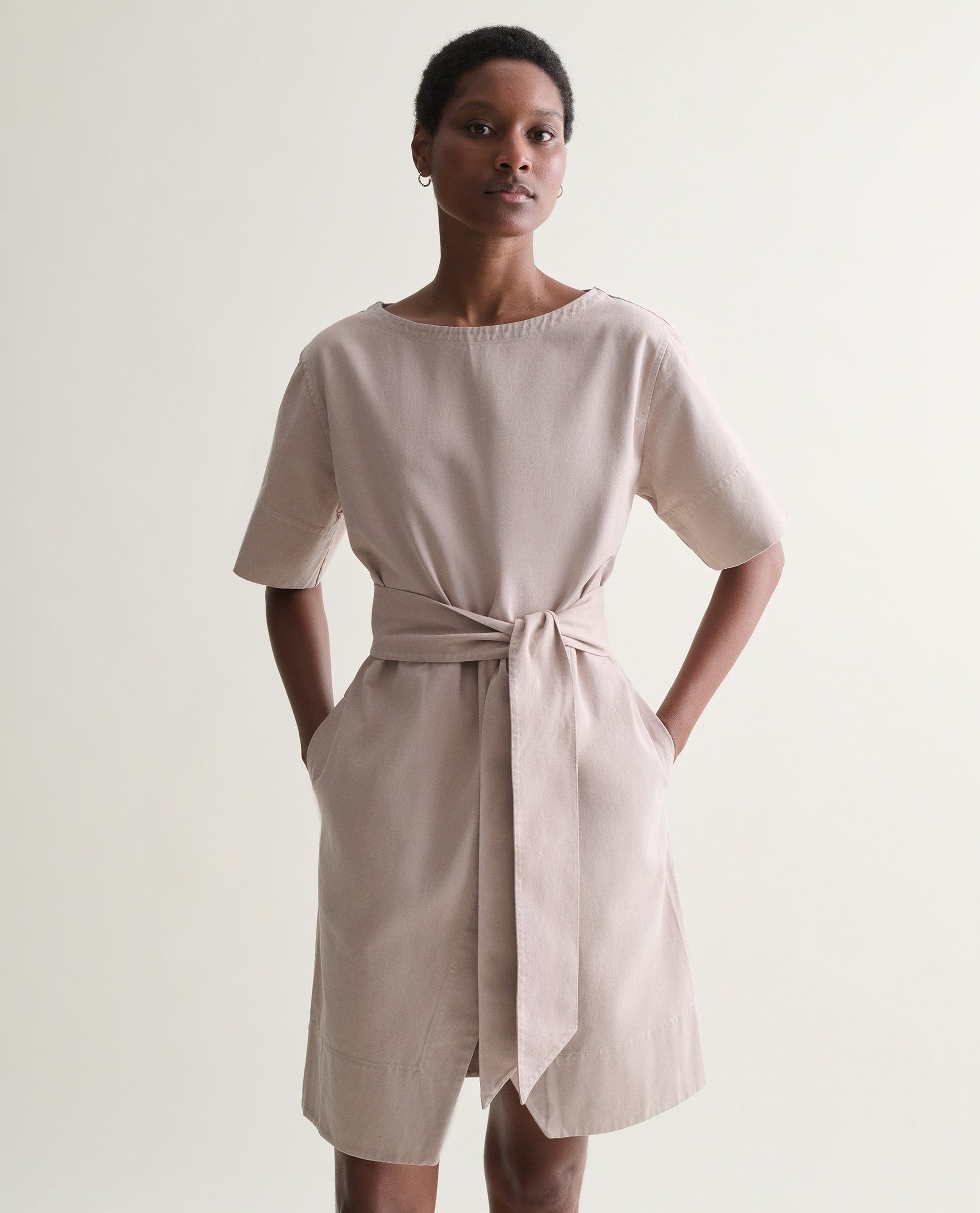 Women's Organic Denim Belted Dress - Ash