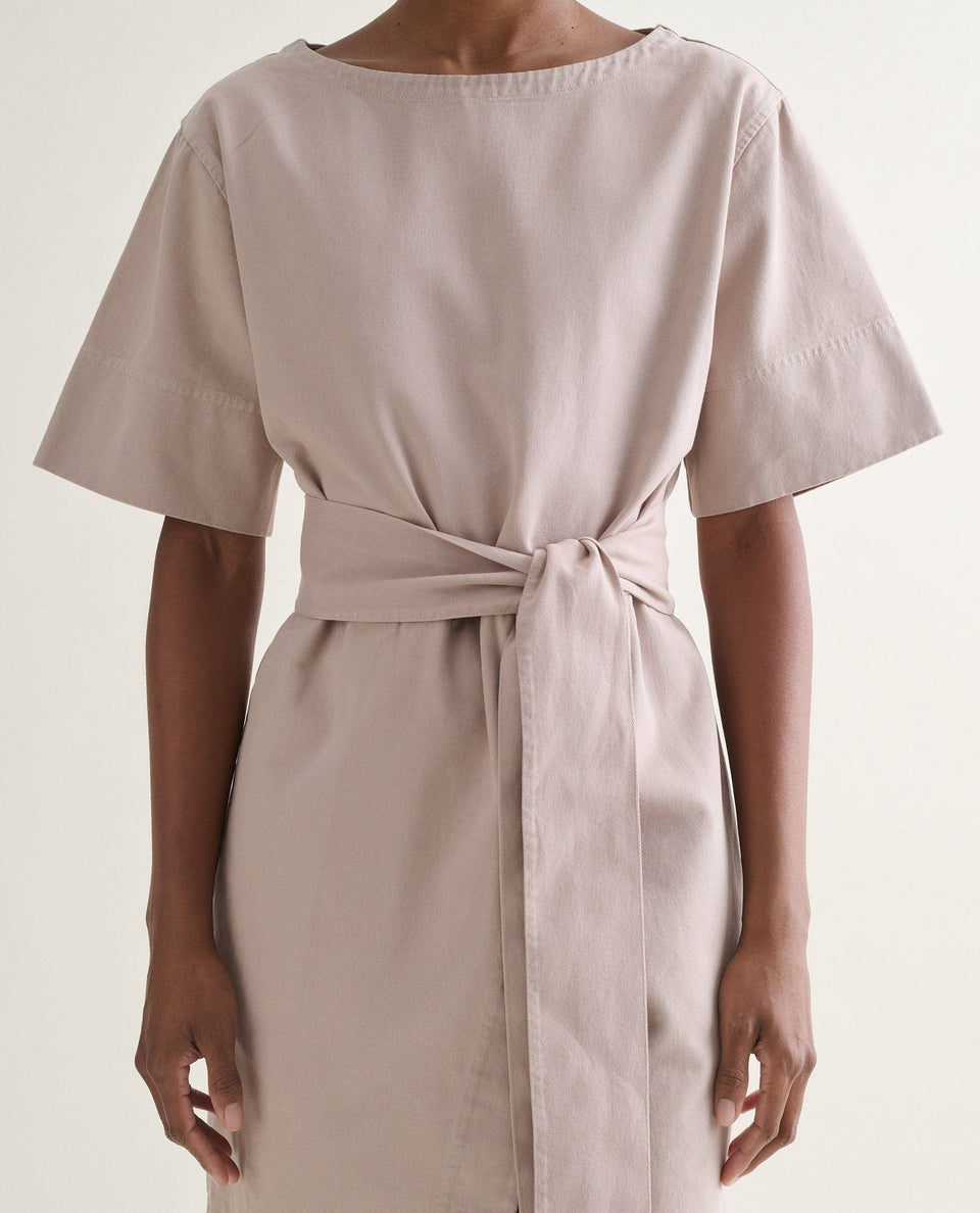Women's Organic Denim Belted Dress - Ash