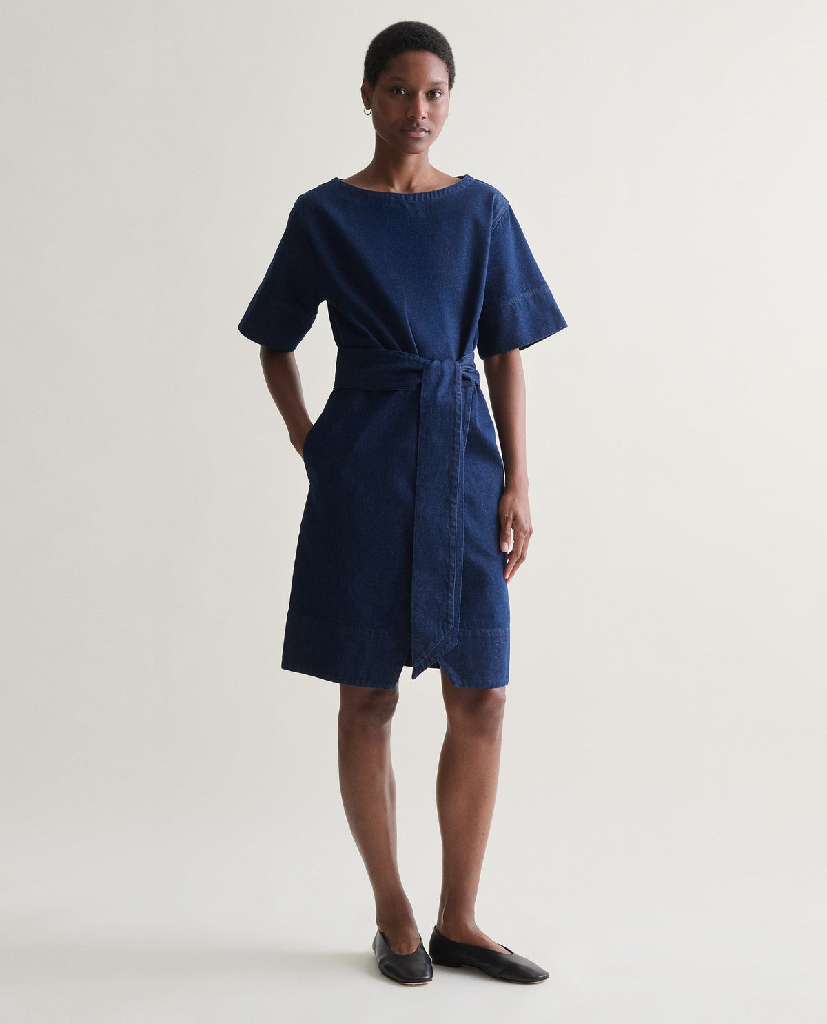 Women's Organic Denim Belted Dress Women's Organic Denim Belted Dress