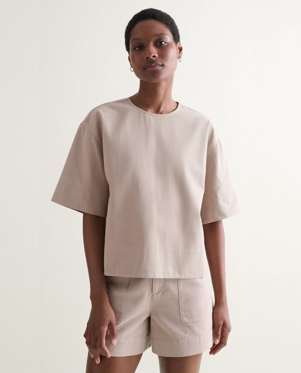 Women's Organic Denim Boxy T-shirt - Ash