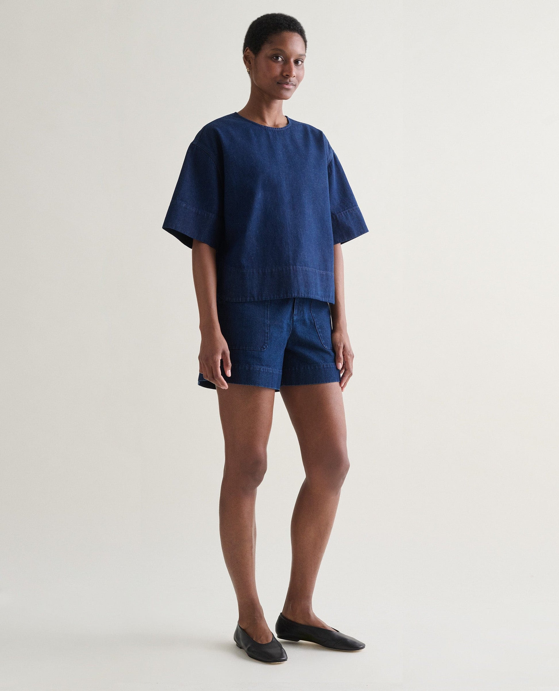 Women's Organic Denim Boxy T-shirt - Indigo