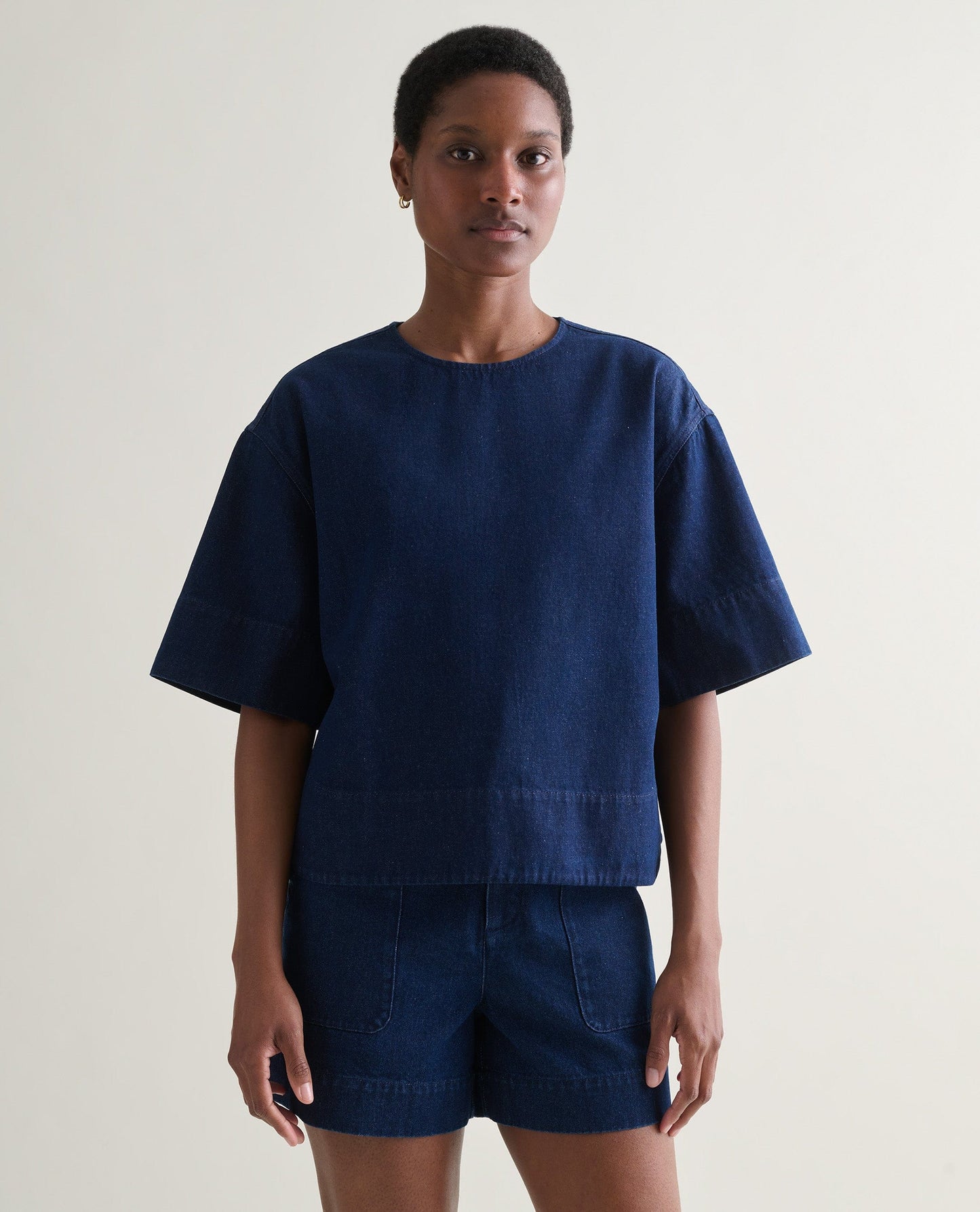 Women's Organic Denim Boxy T-shirt - Indigo