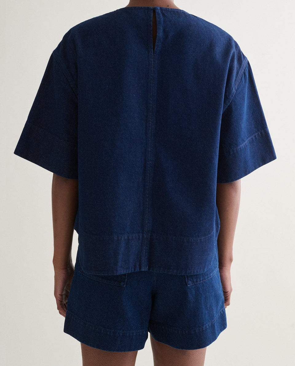 Women's Organic Denim Boxy T-shirt - Indigo