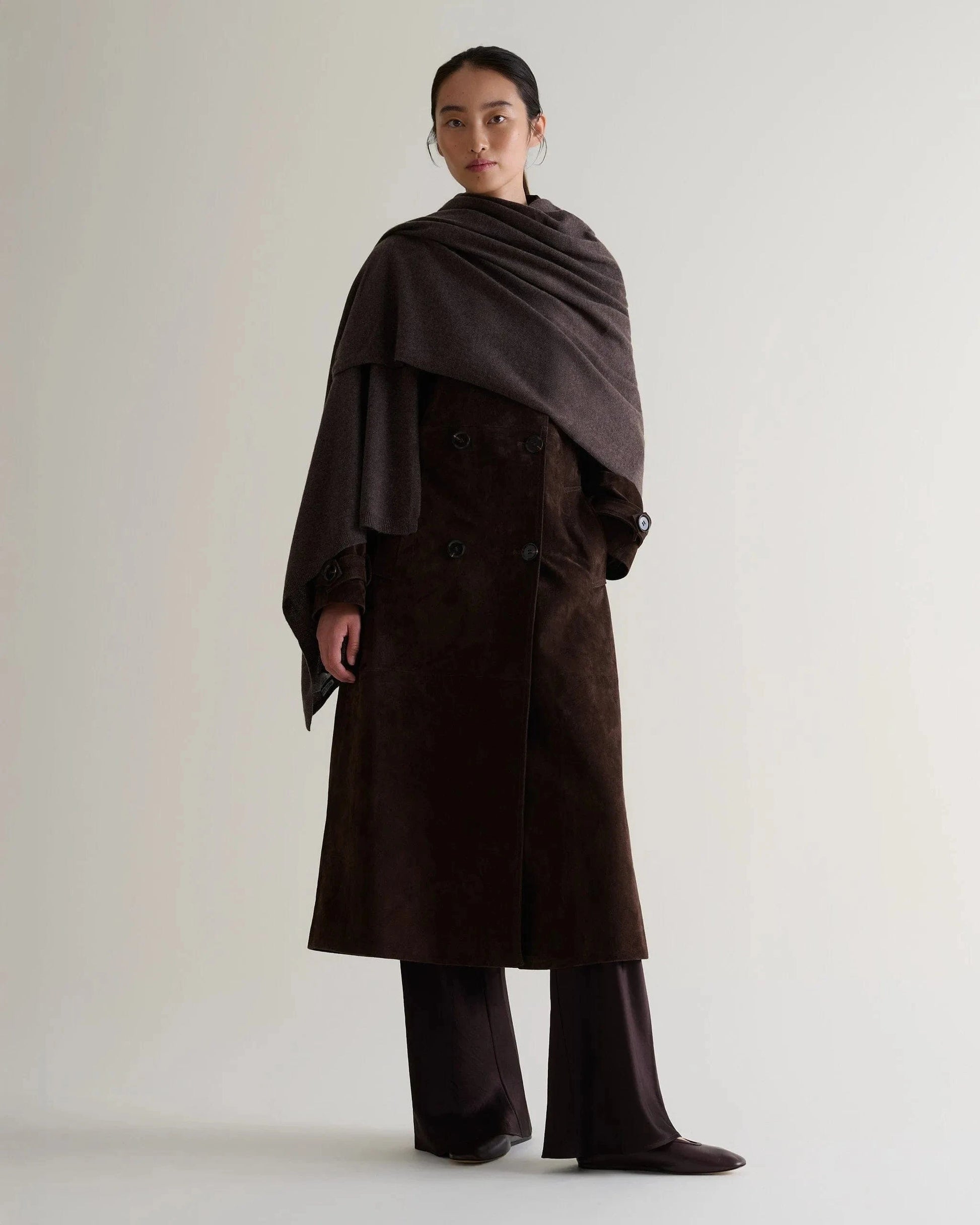 Oversized Finest Cashmere Wrap - Chocolate