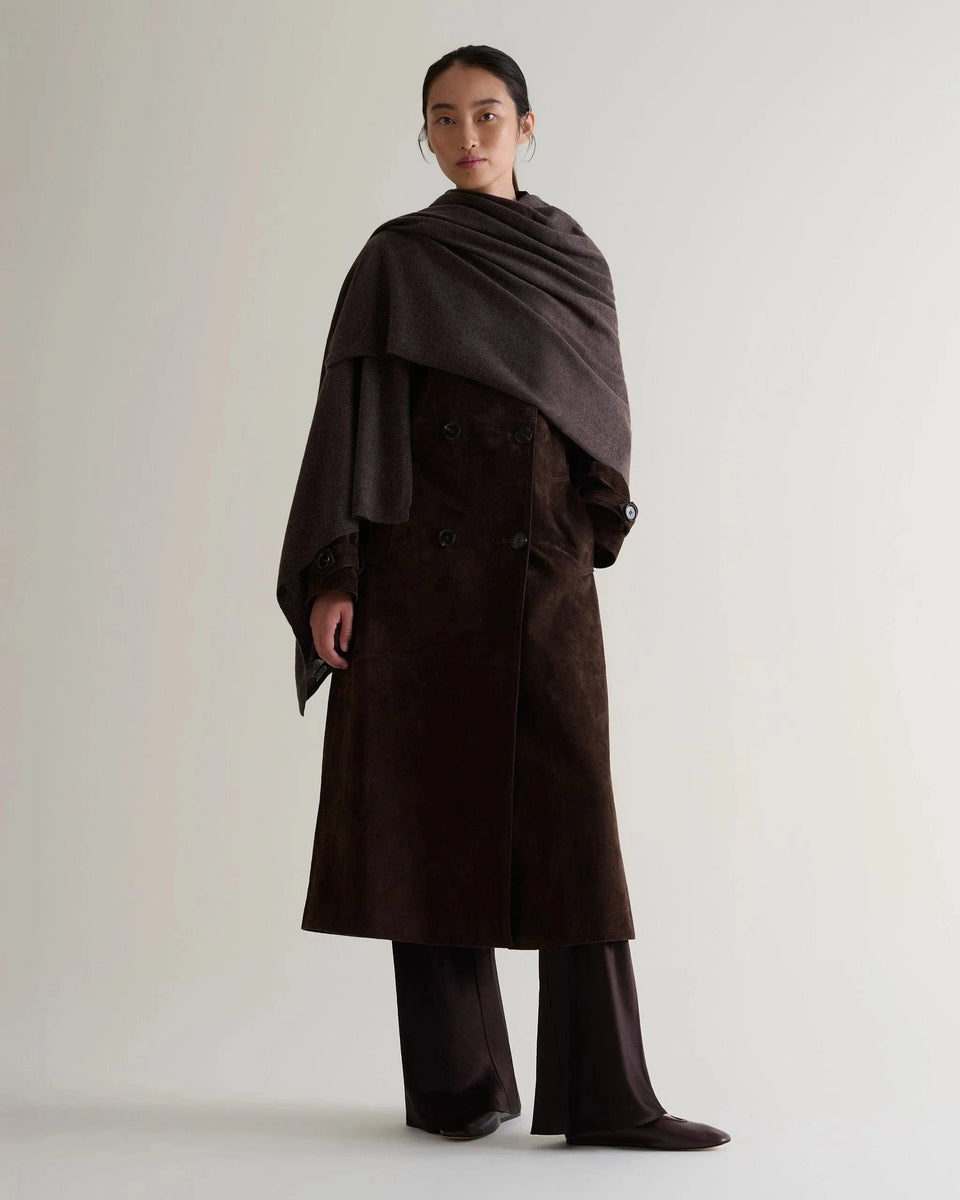 Oversized Finest Cashmere Wrap - Chocolate
