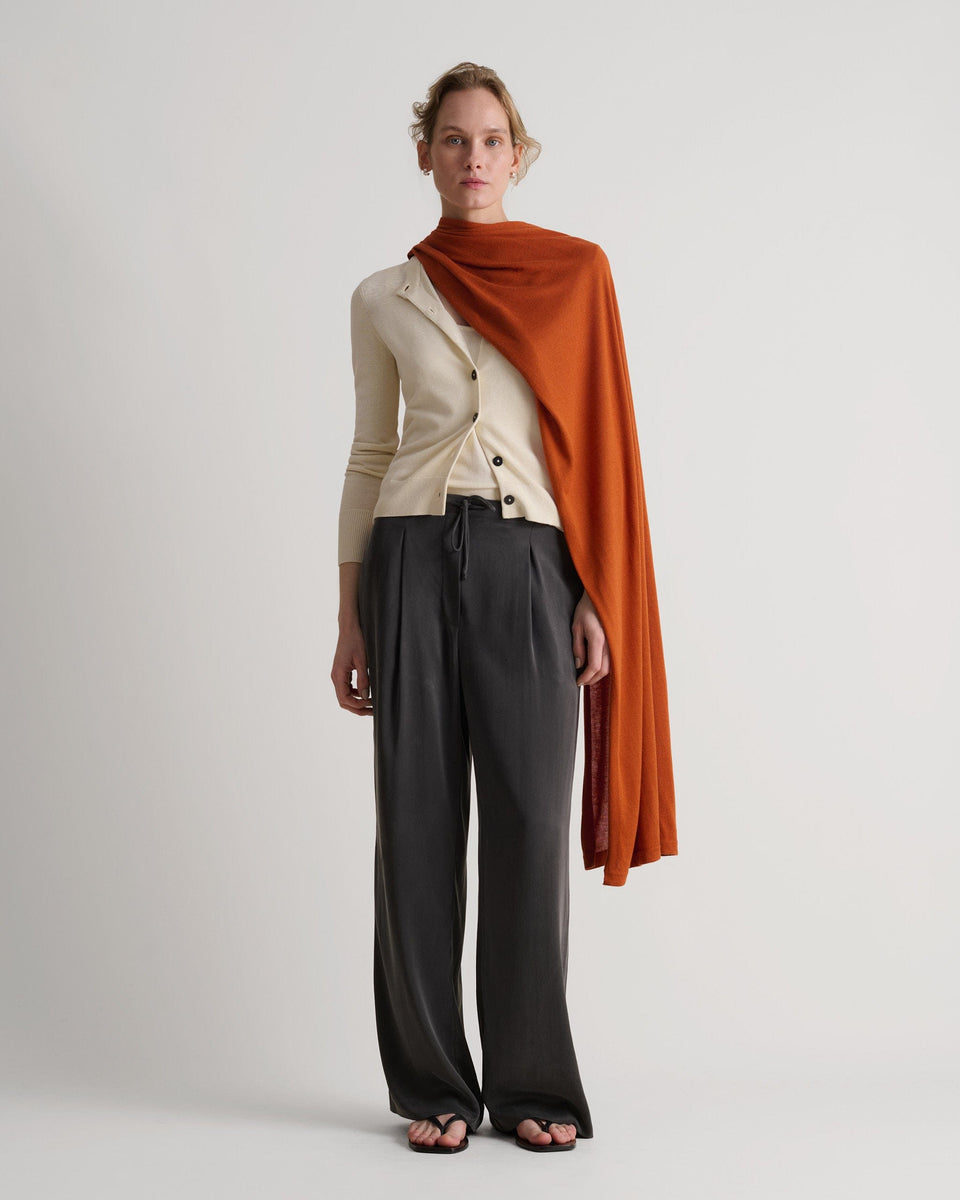 Oversized Silk-Cashmere Wrap - Rust